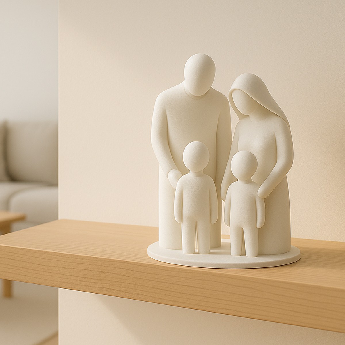 Escultura de Família Minimalista - Presente Cheio de Sentimento para o Dia das Mães