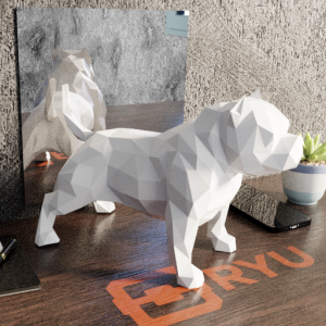 Estátua American Bully — Cor Cinza, Tamanho Médio 15 cm
