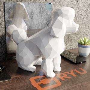 Estátua Poodle — Cor Verde, Tamanho Médio 15 cm