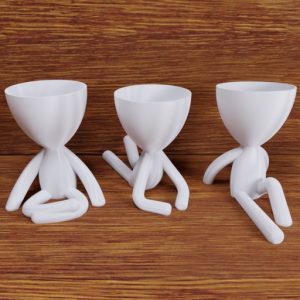Kit 3 Vasinhos Bob Mini Vasos BBB20 — Cor Branco, Tamanho Grande