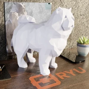 Estátua ChowChow — Cor Cinza, Tamanho Grande 20 cm
