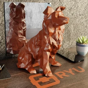 Estátua BorderCollie — Cor Rosa, Tamanho Grande 20 cm
