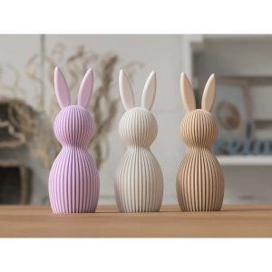 Estátua Coelho de Páscoa Moderno — Cor Rosa bebe, Tamanho Médio 15 cm