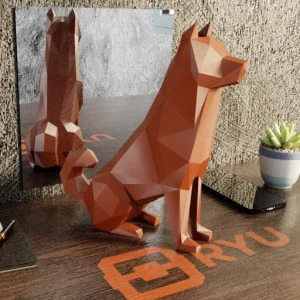 Estátua Akita — Cor Verde, Tamanho Especial (25cm)