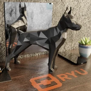 Estátua Dobermann — Cor Vermelho, Tamanho Extra (25cm)