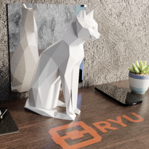 Estátua Gato — Cor Verde escuro, Tamanho Médio 15 cm