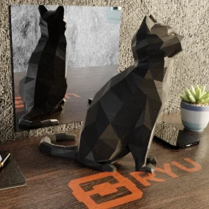 Estátua Gato — Cor Cinza, Tamanho Pequeno 12 cm