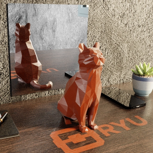 Escultura Gato Sentado Low Poly - Imagem 6