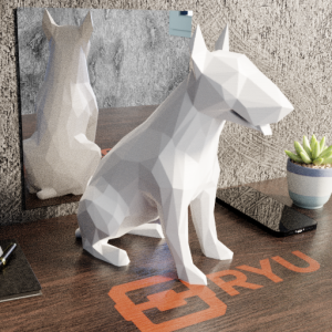 Estátua Bull Terrier — Cor Vermelho, Tamanho Médio 15 cm