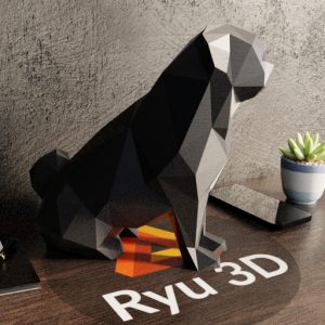 Estátua Pug — Cor Verde, Tamanho Médio 15 cm