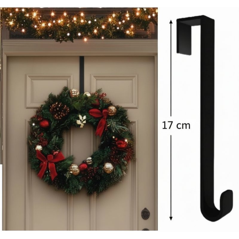 Gancho Suporte de Porta para Guirlanda Natalina 17cm em plástico - Para Portas até 3,5cm