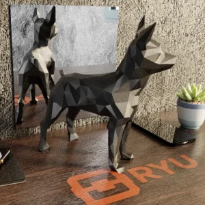 Estátua Pinscher — Cor Verde escuro, Tamanho Grande 20 cm